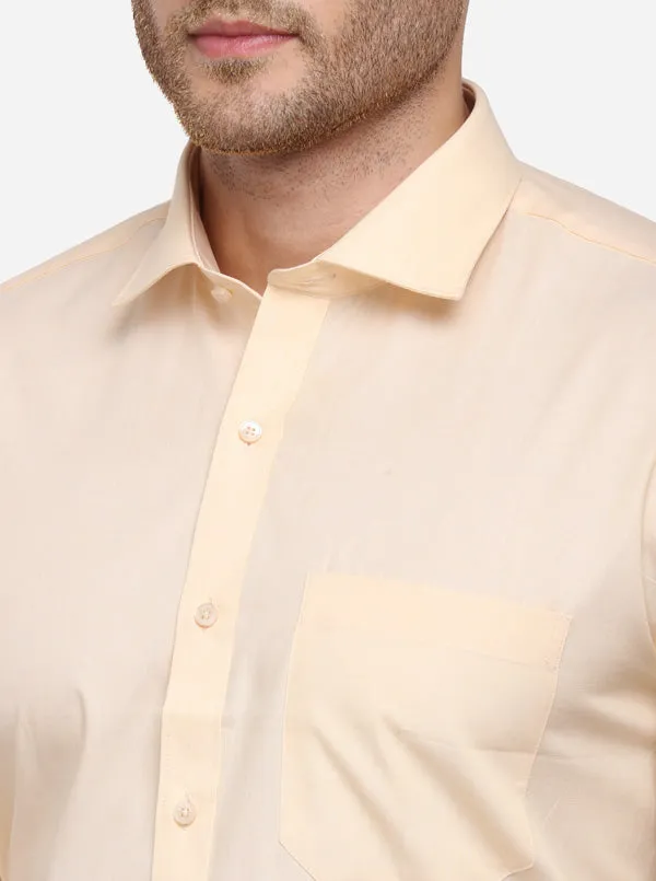 Lemon Yellow Solid Regular Fit Formal Shirt | Greenfibre