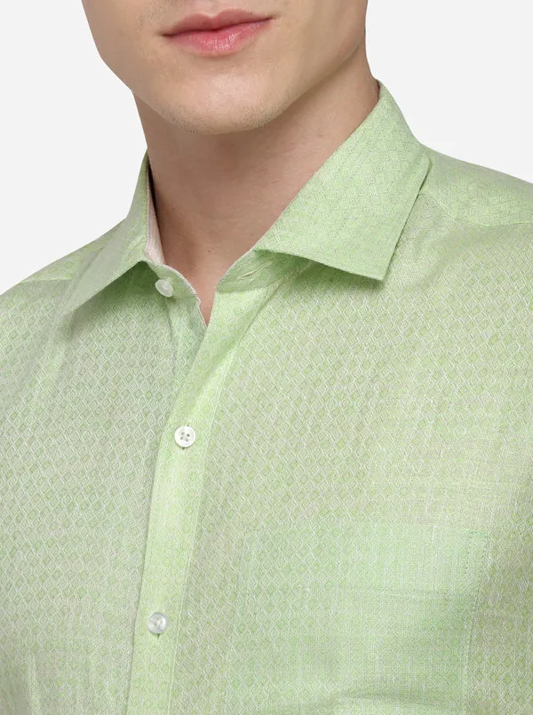 Light Green Solid Regular Fit Formal Shirt | JadeBlue