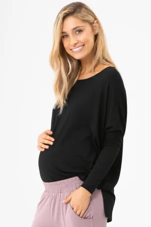 Liv Long Sleeve Slouch Maternity Top - Black