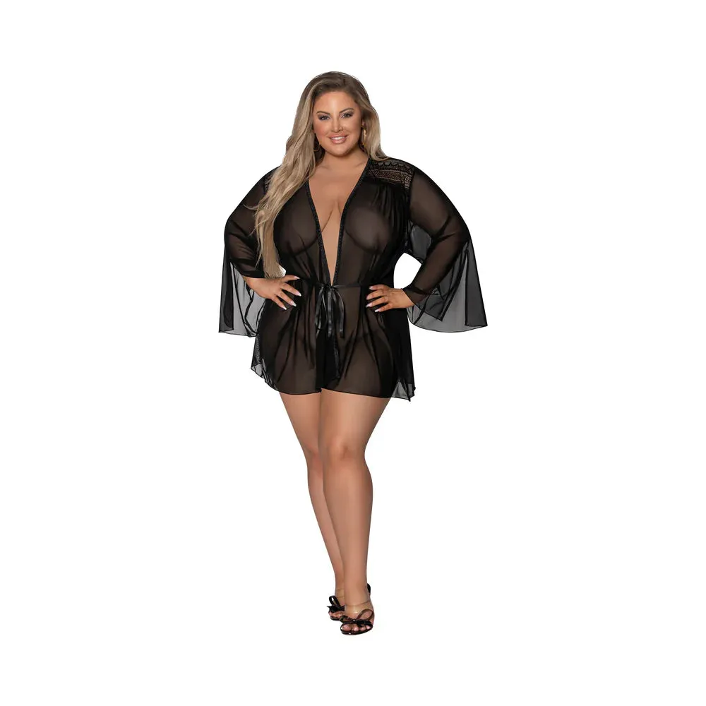 Magic Silk Modern Romance Short Robe Black