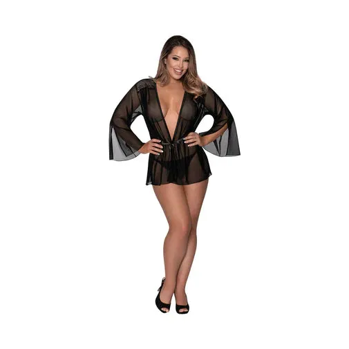 Magic Silk Modern Romance Short Robe Black