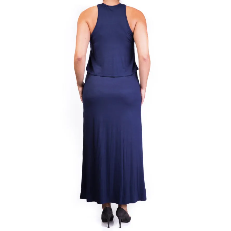 Mama Basic - Double Layer Long Maternity & Nursing Dress