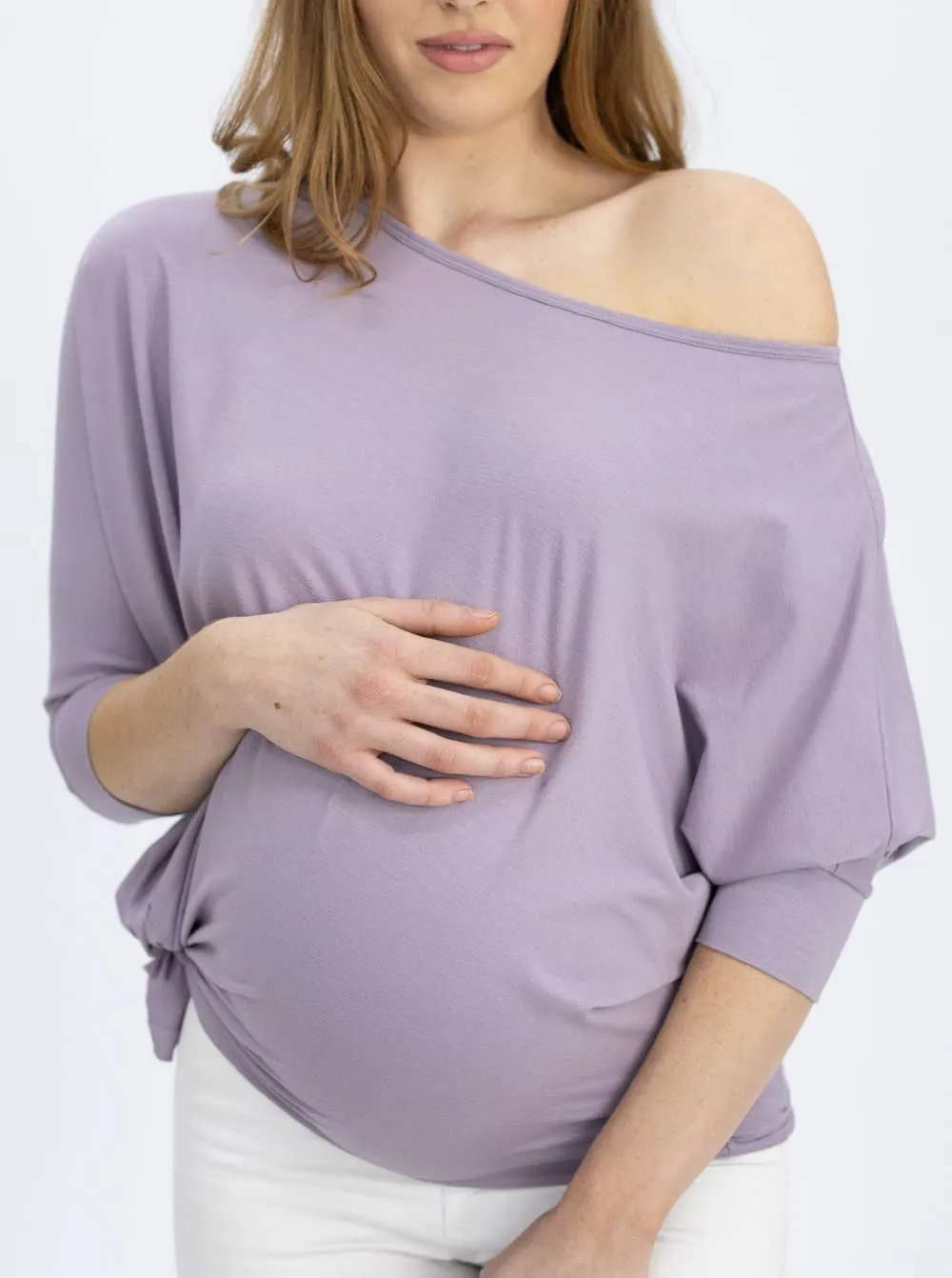 Maternity Loose Fit Oversize Tee - Purple