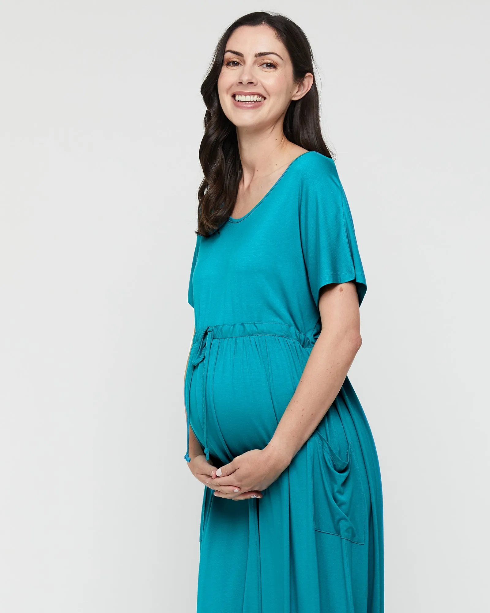 Mila Maxi Maternity Dress - Teal