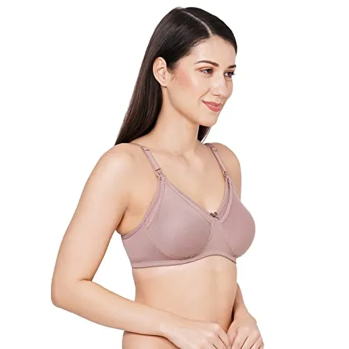 MomToBe Women's Cotton Multicolor Full Cup Non Padded Feeding Bra/Nursing Bra/Maternity Bra Combo - Pack of 3 (Dark Beige-Flamingo Pink-Peach)