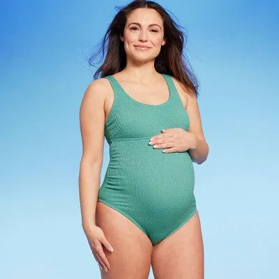 New - Crinkle One Piece Maternity Swimsuit - Isabel Maternity by Ingrid & Isabel Green S