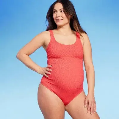 New - Isabel Maternity Women's Crinkle One Piece Maternity Swimwear