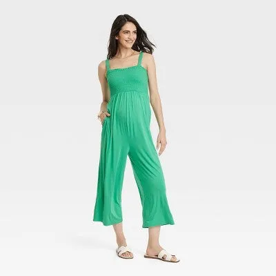 New - Isabel Maternity Women's Sleeveless Wide Leg Knit Jumpsuit Stretchy