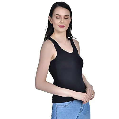 Orance Women's Regular Fit Sleeveless Cotton Camisole Slip Spaghetti - Pack of 3 (White, Black & Beige)