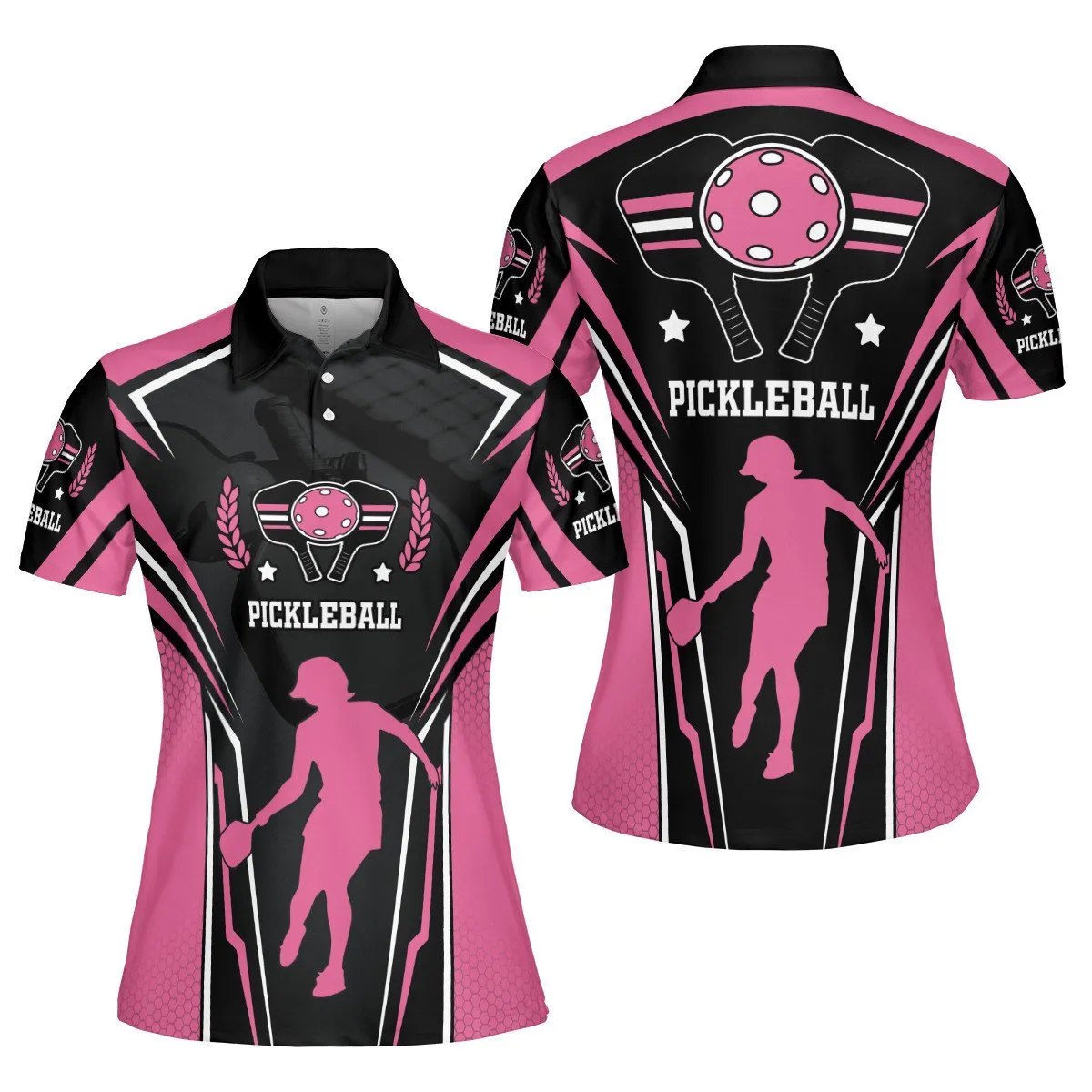 Pink Pickleball Polo Shirt For Women, Cool Shirt for Ladies Love Pickleball