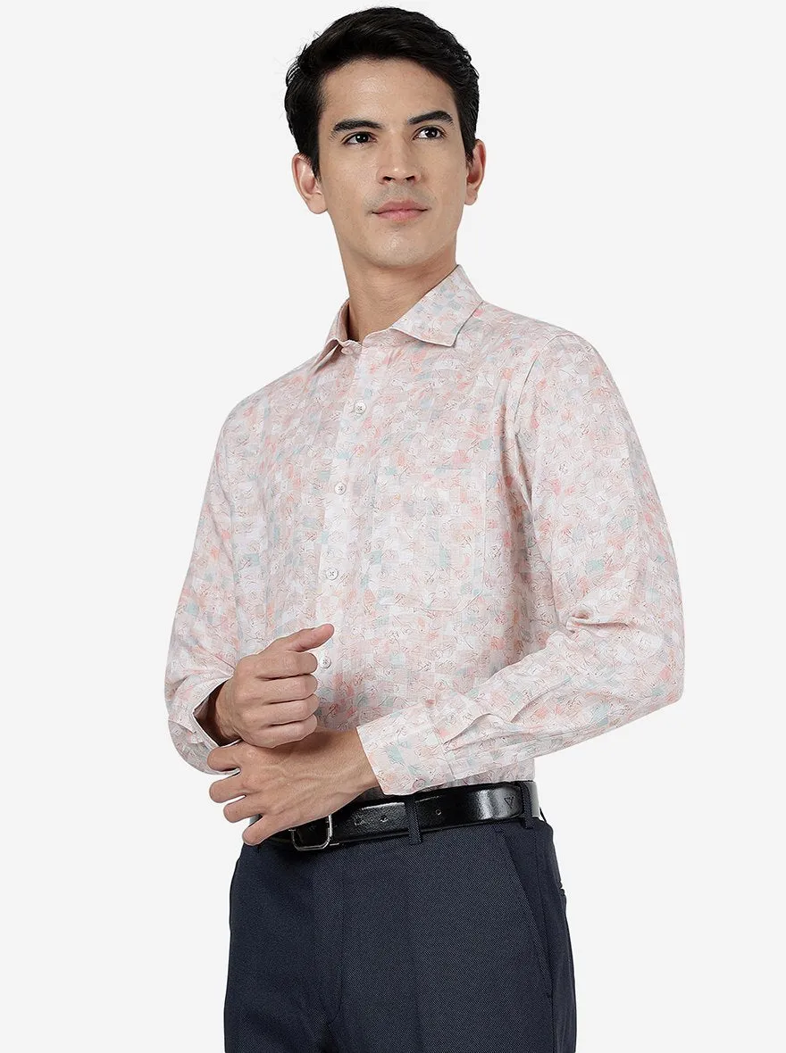 Pink Printed Regular Fit Formal Shirt | JadeBlue