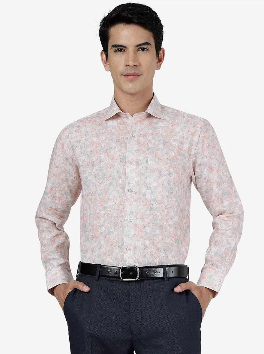 Pink Printed Regular Fit Formal Shirt | JadeBlue