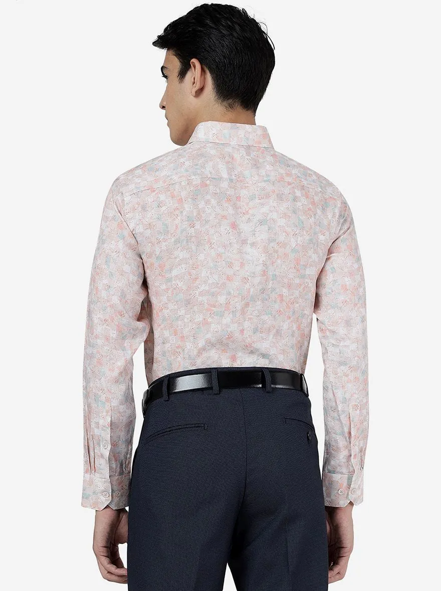 Pink Printed Regular Fit Formal Shirt | JadeBlue