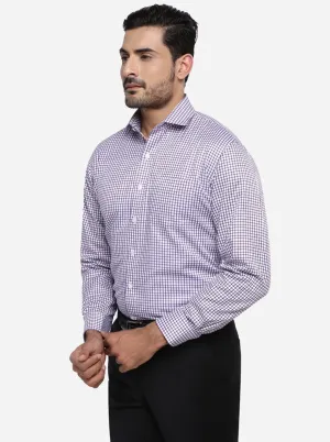 Purple & White Checked Regular Fit Formal Shirt | Greenfibre