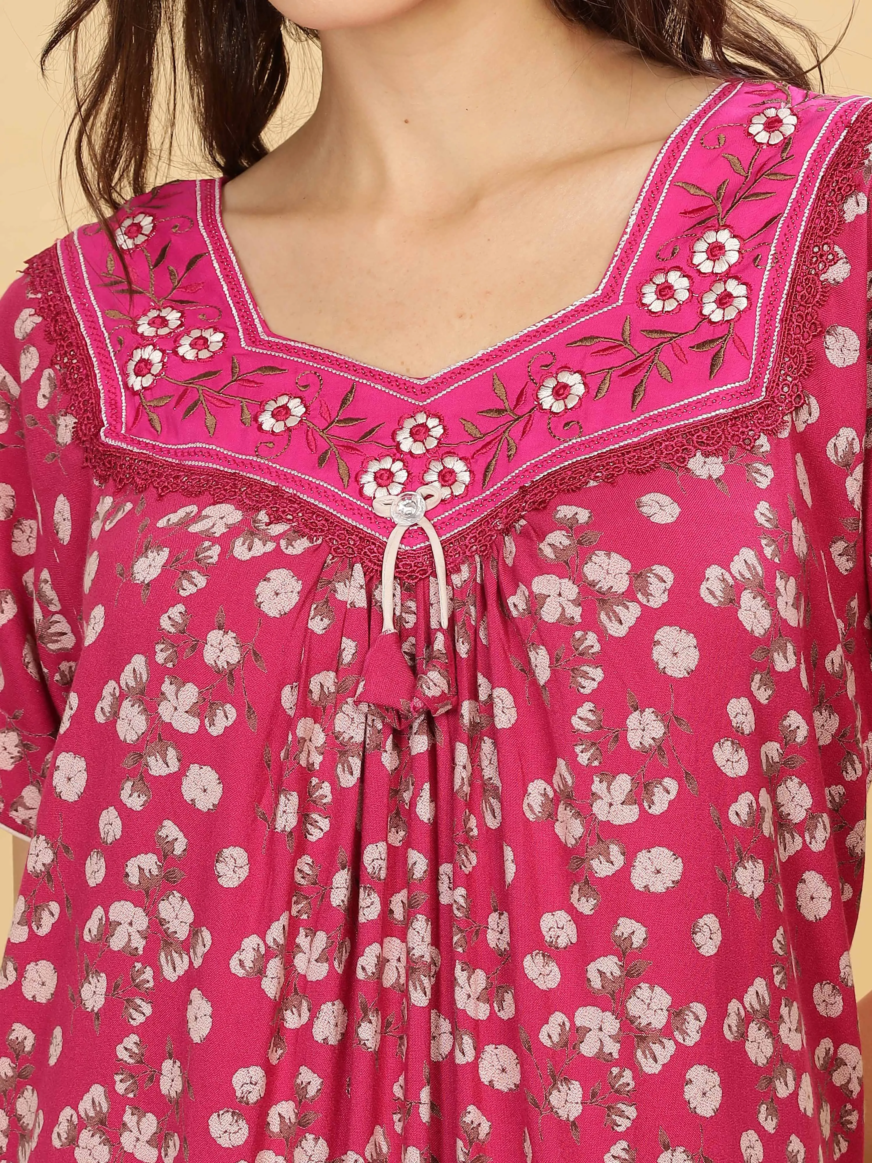 Rani Pink Alpine Pleated Designer Nighty