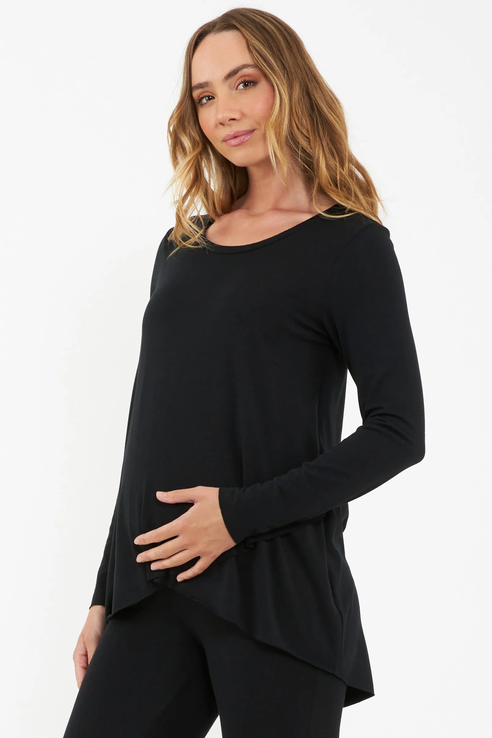 Raw Edge Maternity & Nursing Top in Black