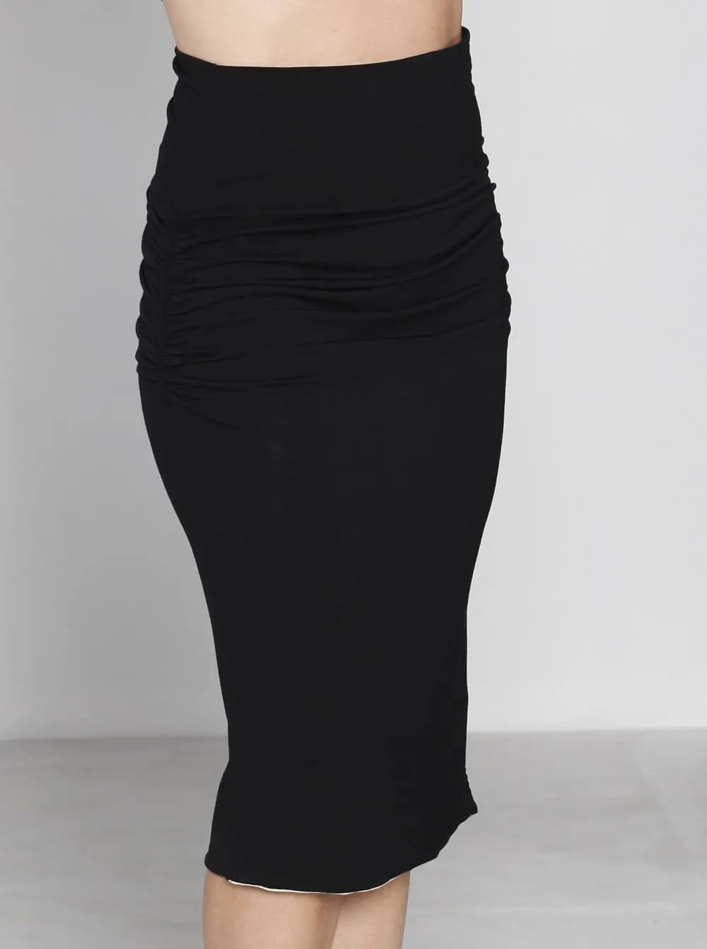 Reversible Maternity Skirt in Black Stripes