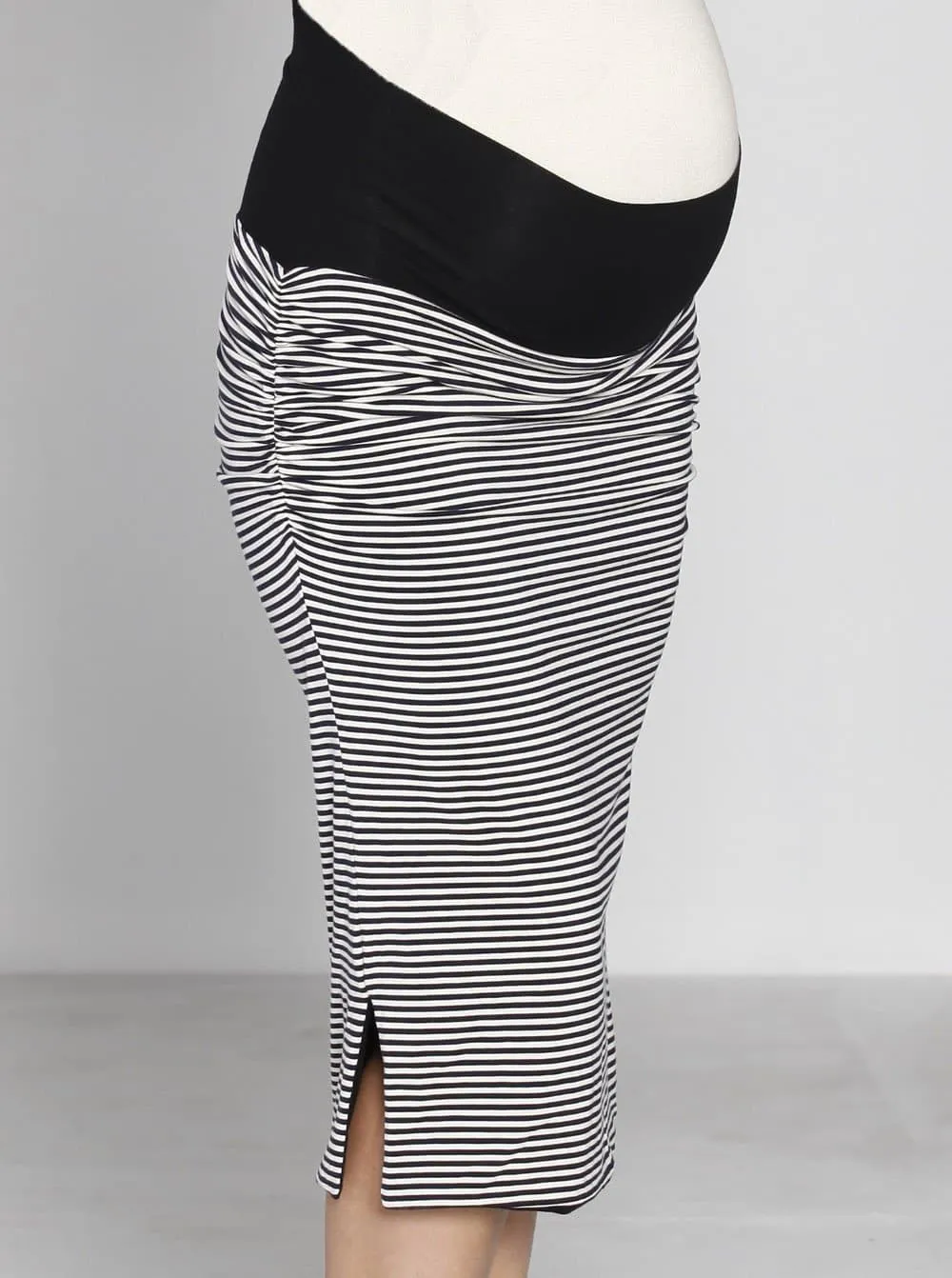 Reversible Maternity Skirt in Black Stripes