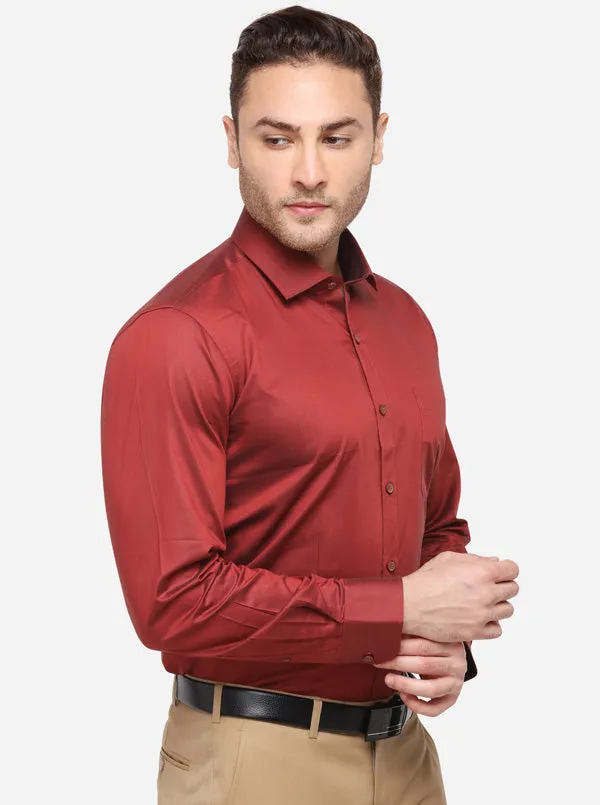 Rust Solid Slim Fit Formal Shirt | Metal