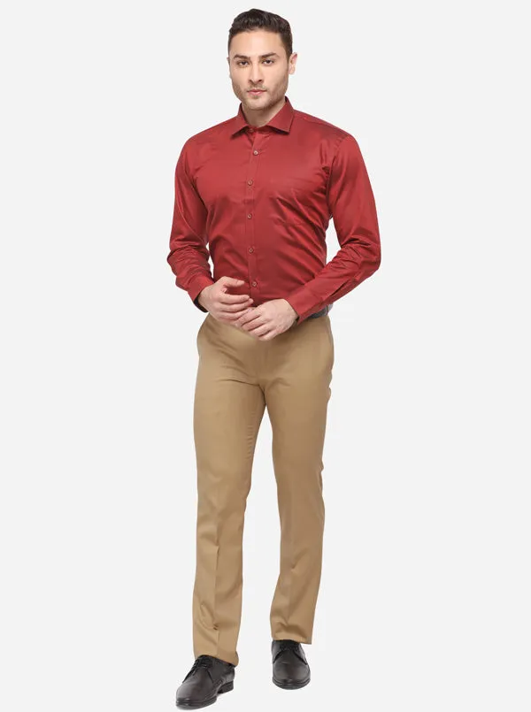 Rust Solid Slim Fit Formal Shirt | Metal