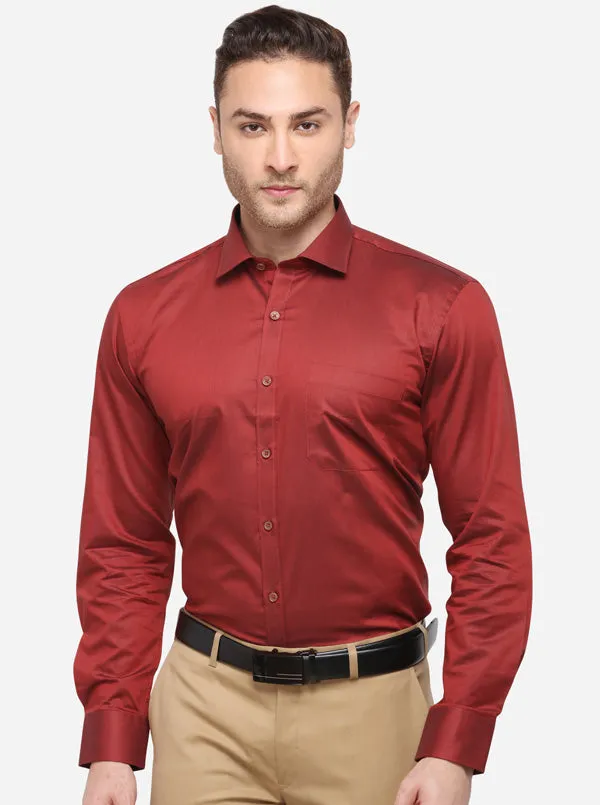 Rust Solid Slim Fit Formal Shirt | Metal