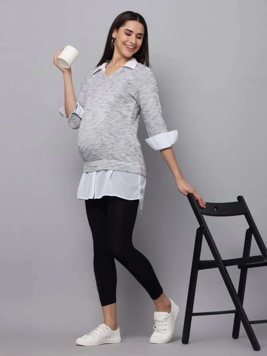 Sky Captain Maternity Knit Top With Nursing