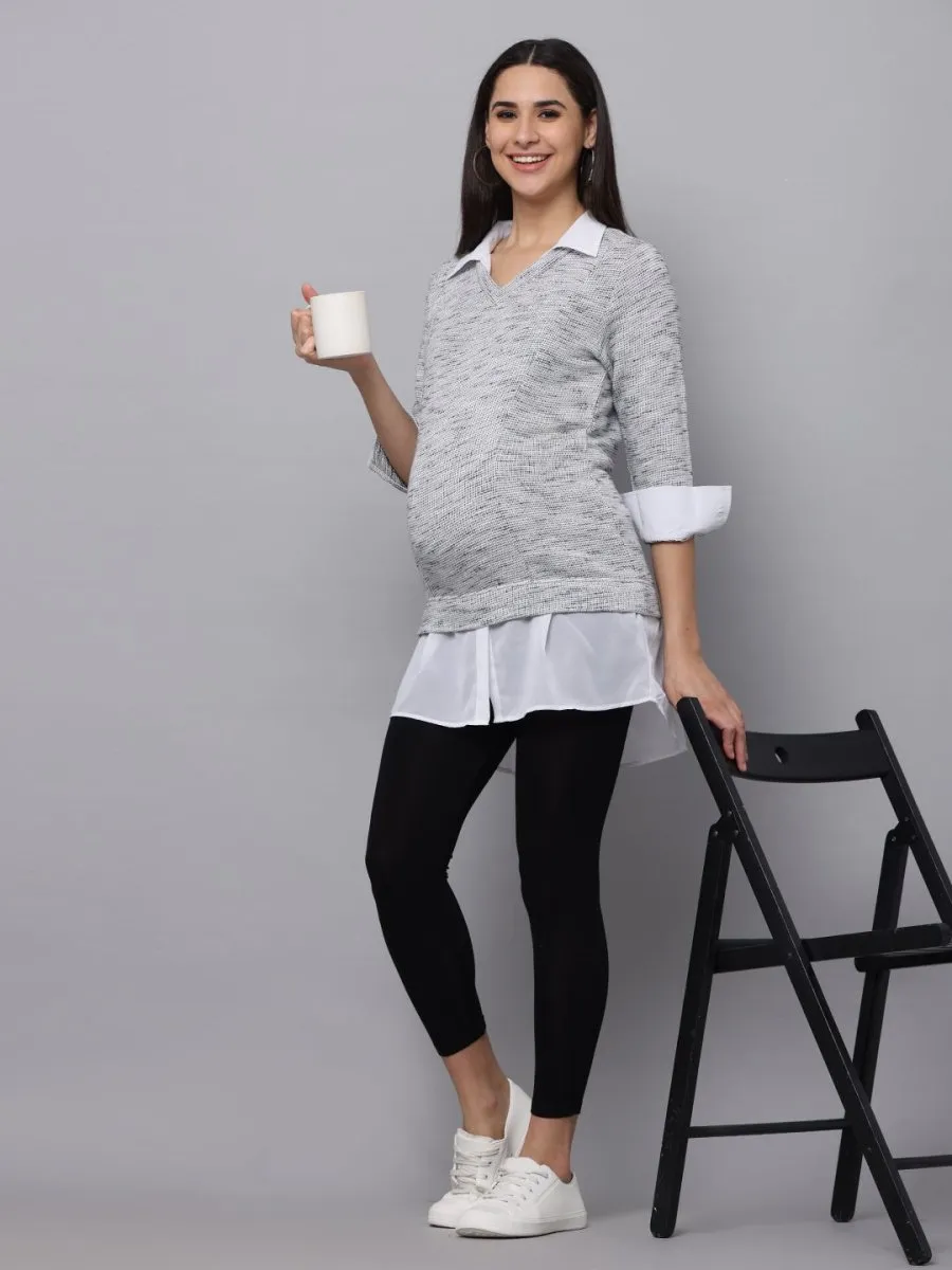 Sky Captain Maternity Knit Top With Nursing