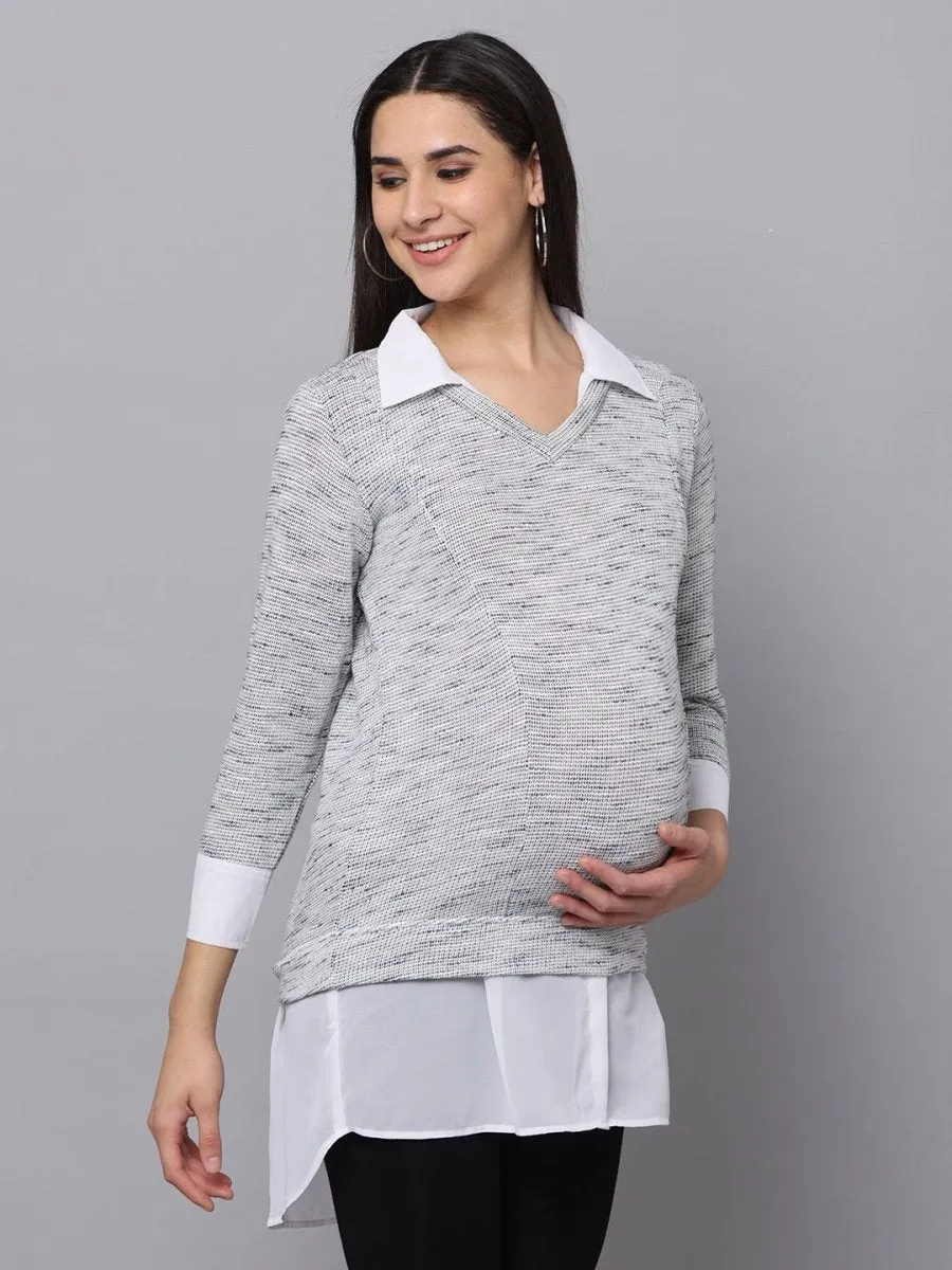 Sky Captain Maternity Knit Top With Nursing