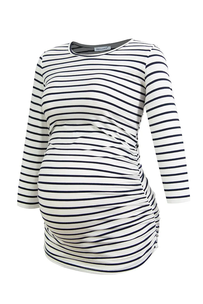 Smallshow 3/4 Sleeve Ruched Maternity Tops