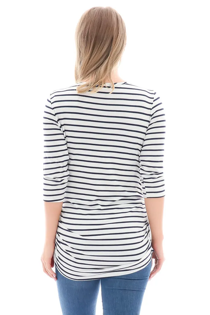 Smallshow 3/4 Sleeve Ruched Maternity Tops