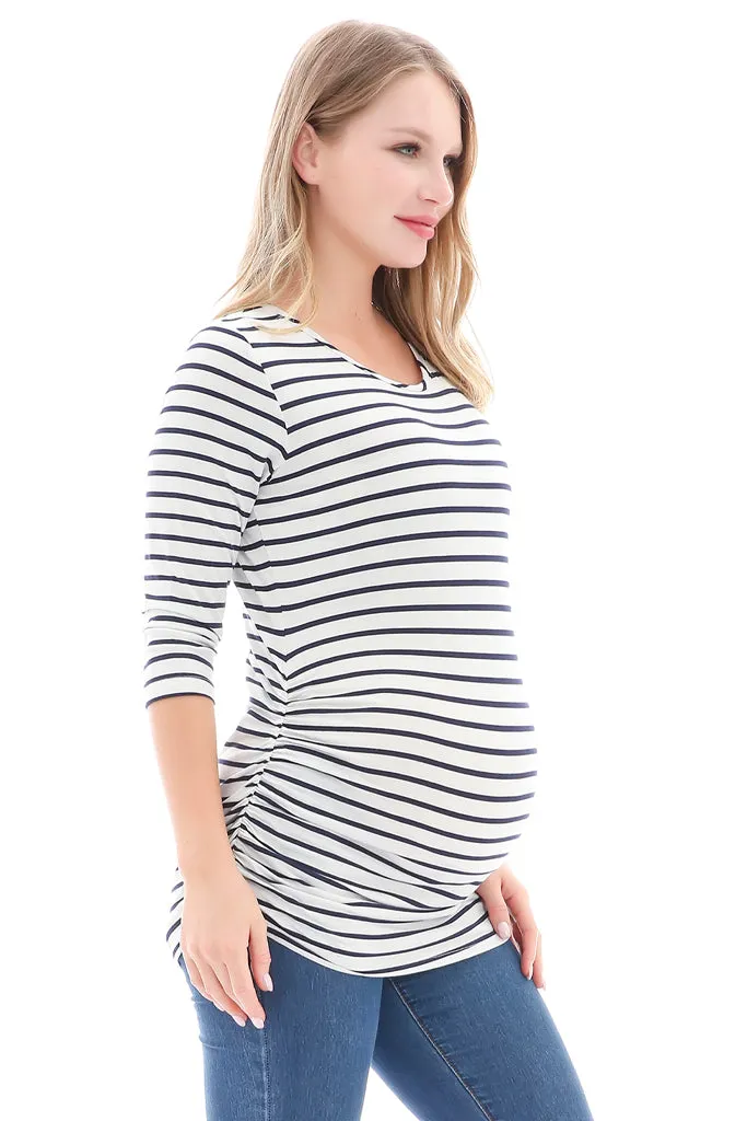 Smallshow 3/4 Sleeve Ruched Maternity Tops