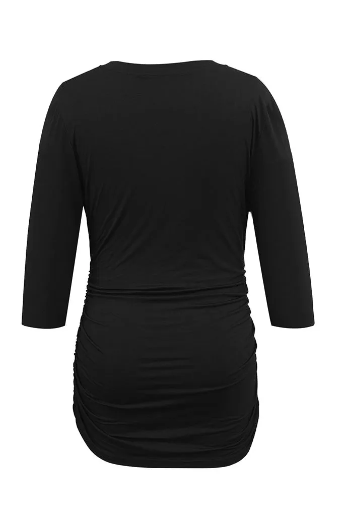 Smallshow 3/4 Sleeve Ruched Maternity Tops