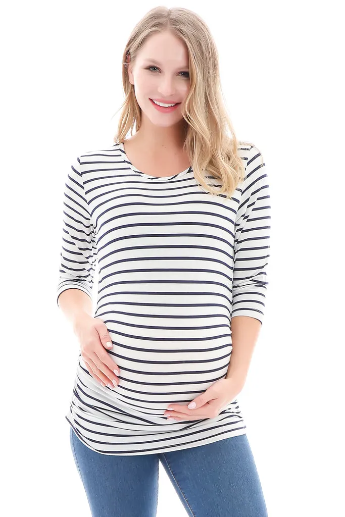 Smallshow 3/4 Sleeve Ruched Maternity Tops