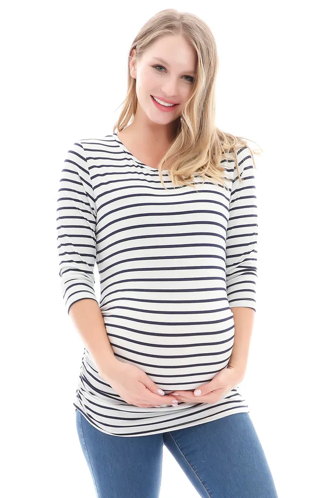 Smallshow 3/4 Sleeve Ruched Maternity Tops