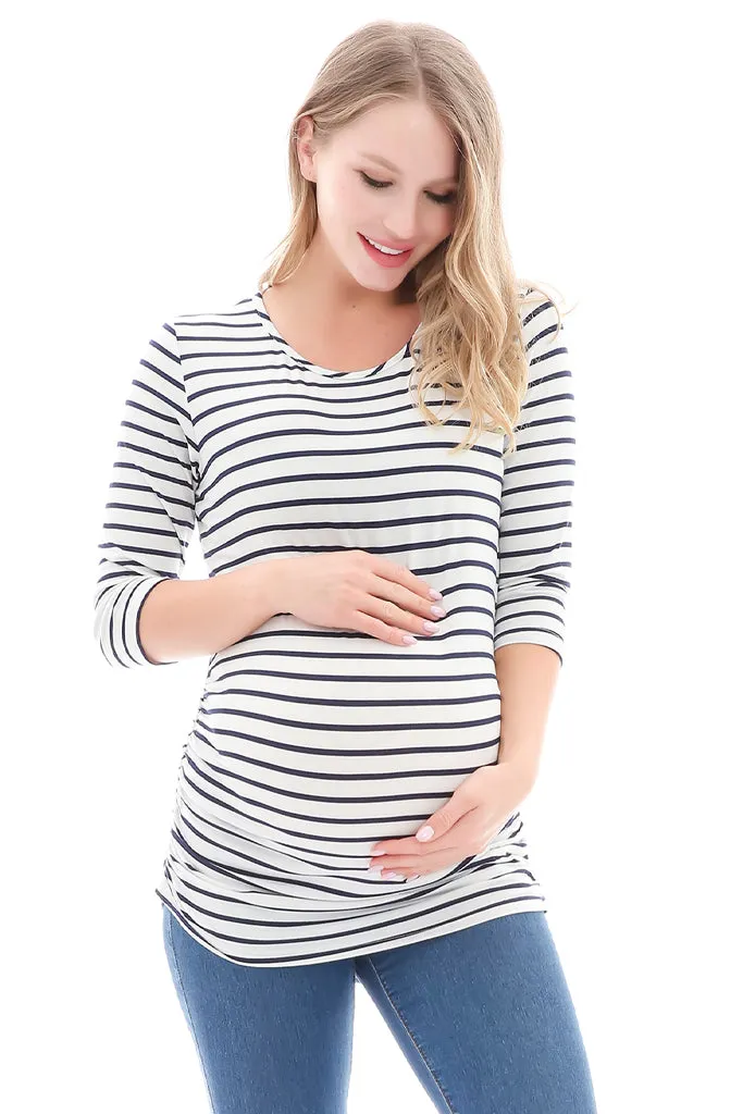 Smallshow 3/4 Sleeve Ruched Maternity Tops