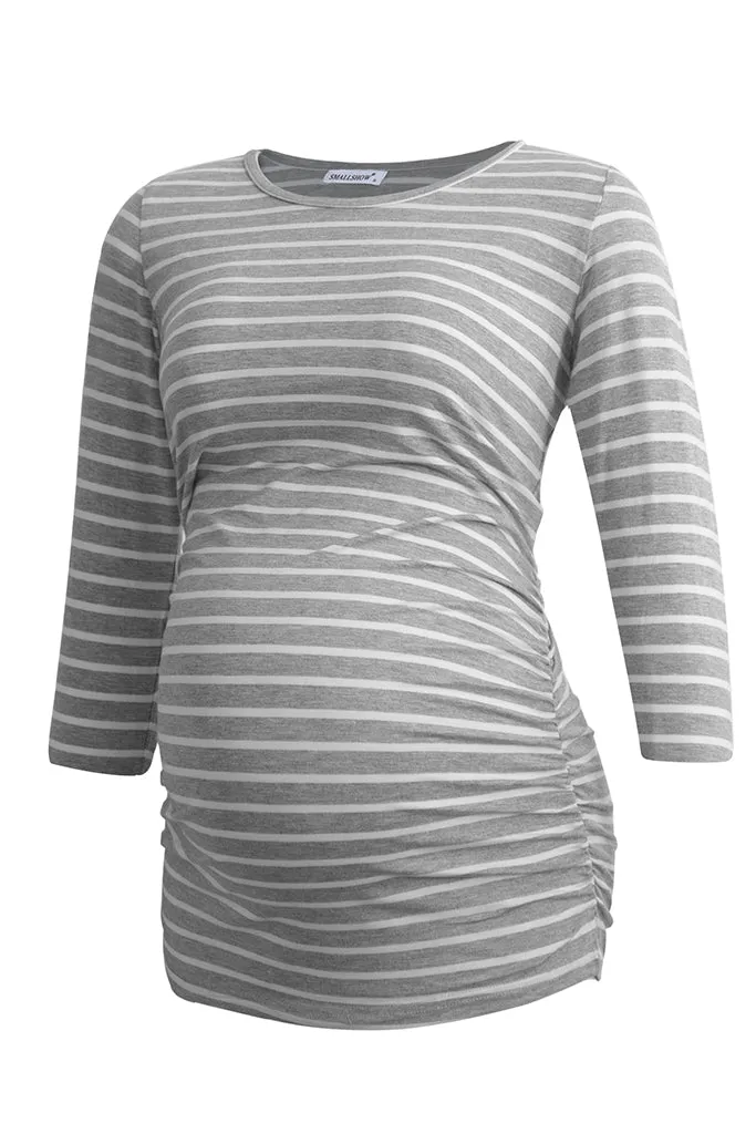 Smallshow 3/4 Sleeve Ruched Maternity Tops