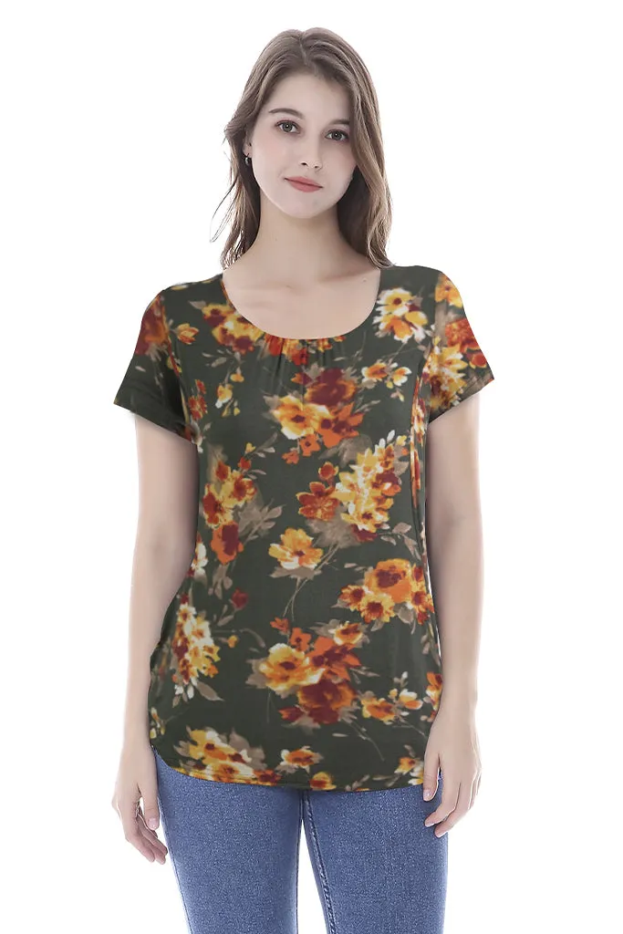 Smallshow Short Sleeve Floral Maternity Nursing Tops