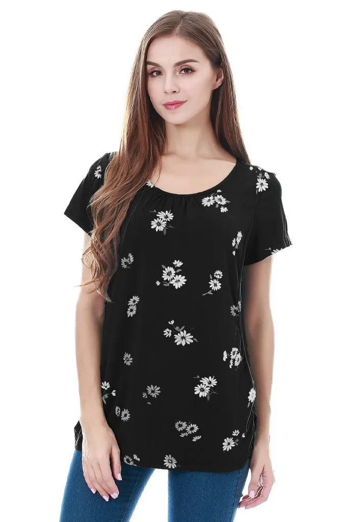 Smallshow Short Sleeve Floral Maternity Nursing Tops