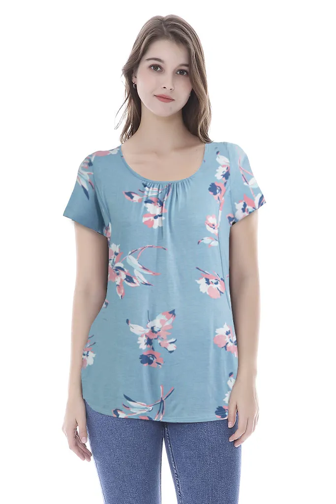 Smallshow Short Sleeve Floral Maternity Nursing Tops