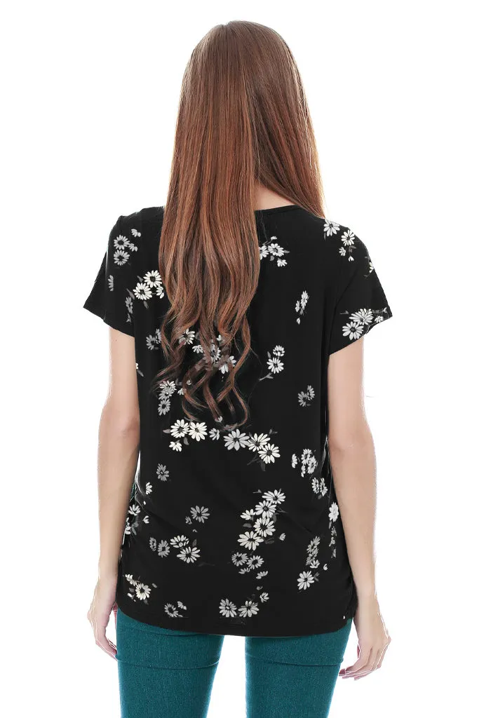 Smallshow Short Sleeve Floral Maternity Nursing Tops