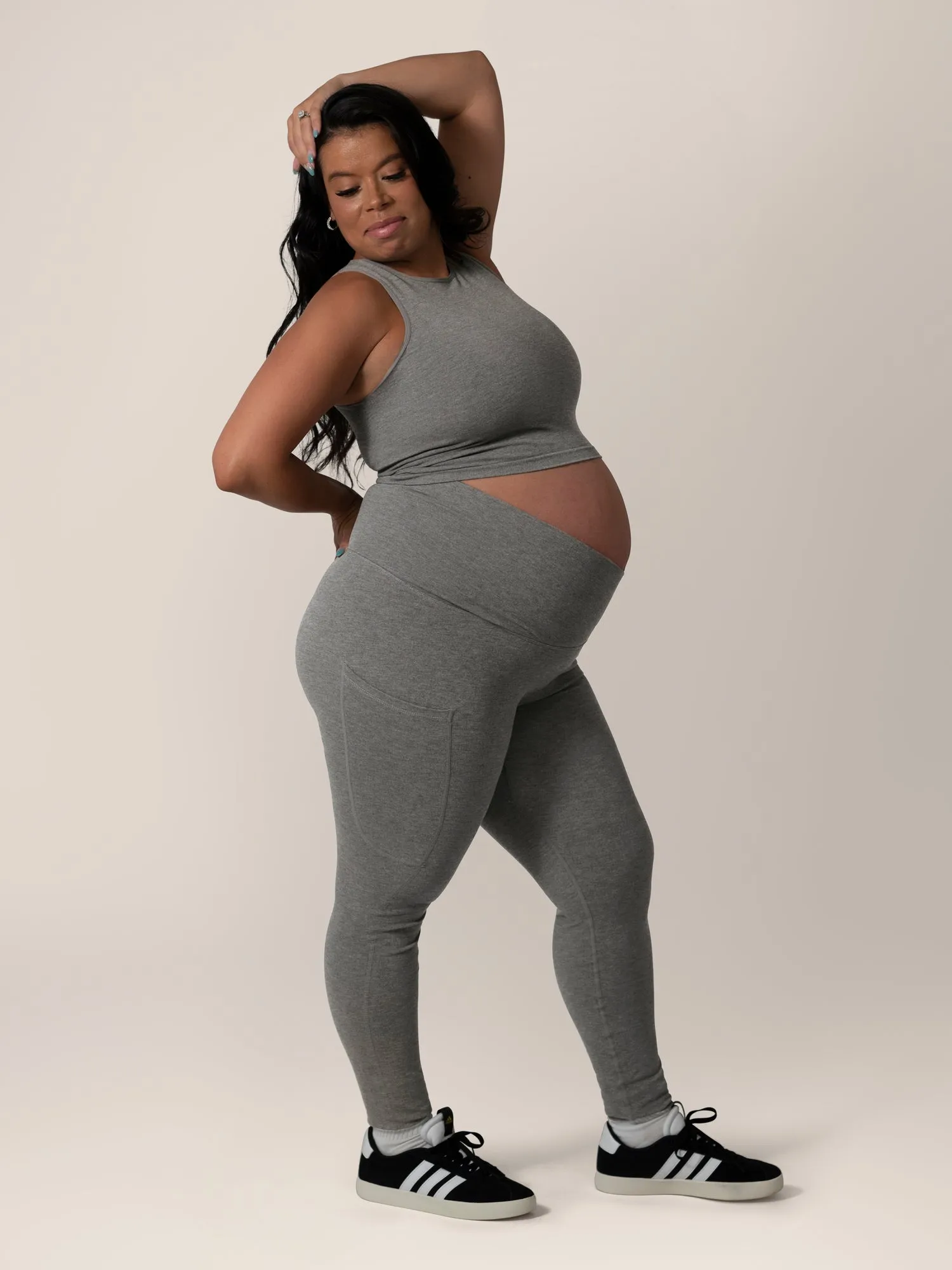 Sublime®️ Bamboo Maternity & Postpartum Crossover Legging | Charcoal