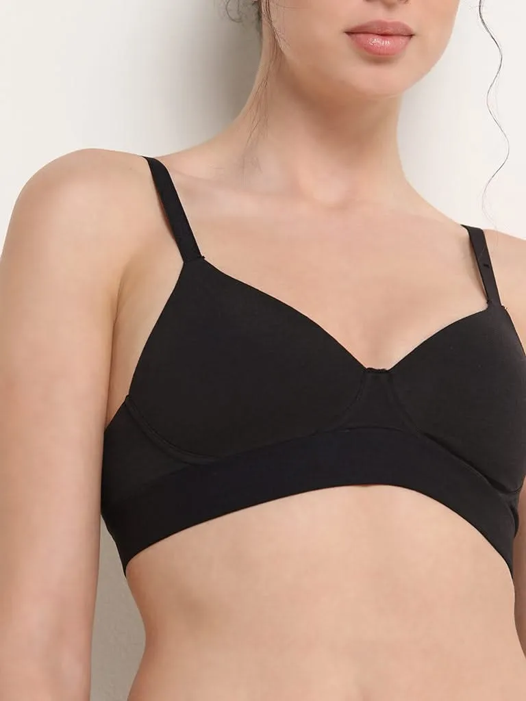 Superstar Black Full Coverage Cotton Blend Bra