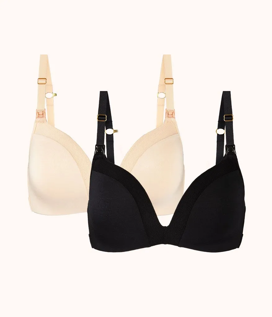 The No-Wire Nursing Bra Bundle: Toasted Almond/Jet Black