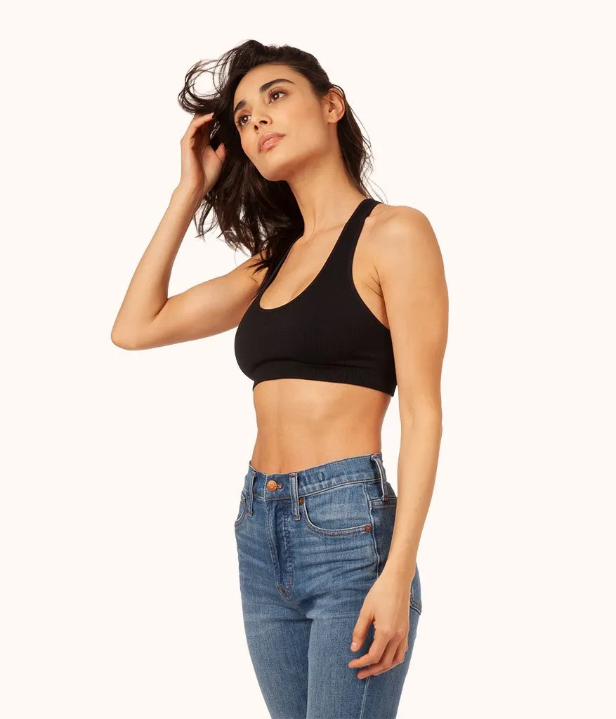 The Seamless Racerback Bralette: Jet Black