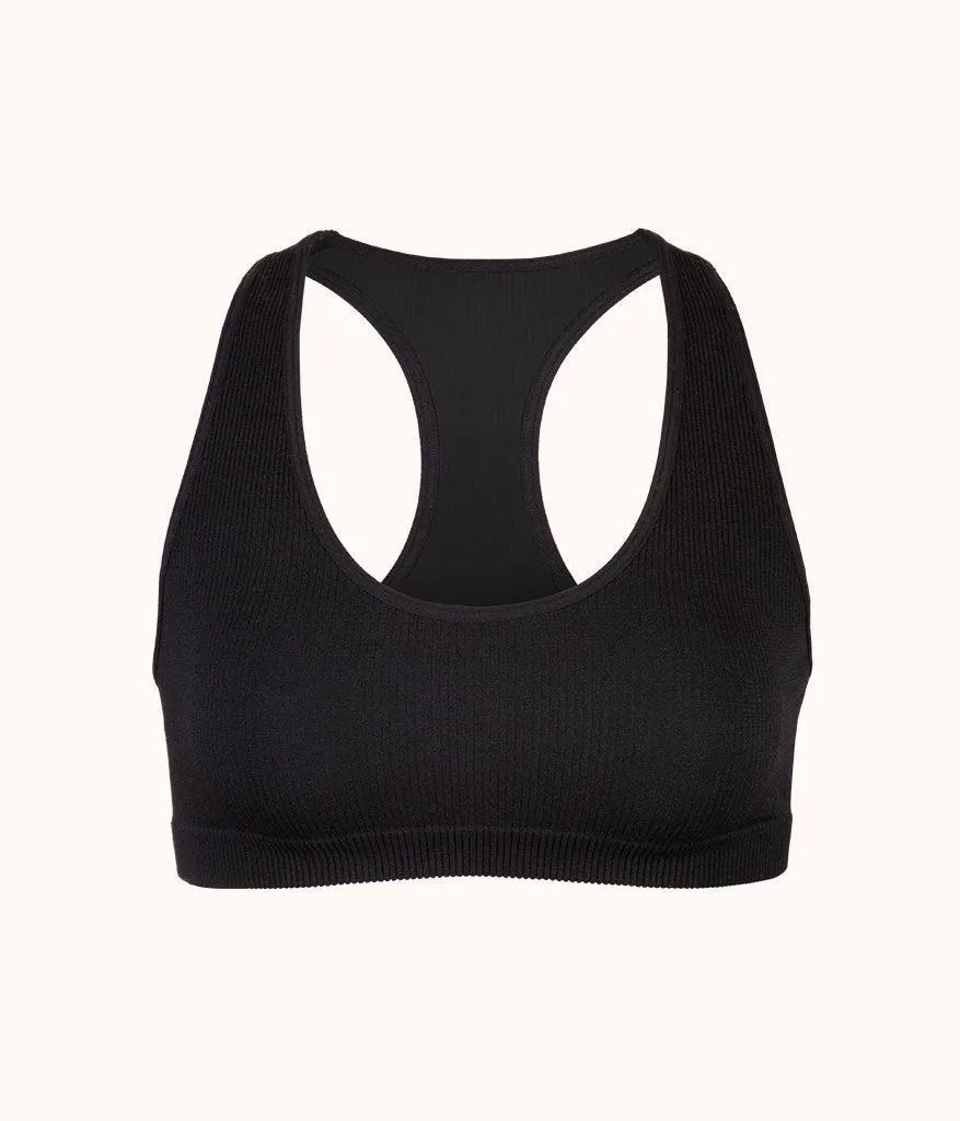 The Seamless Racerback Bralette: Jet Black