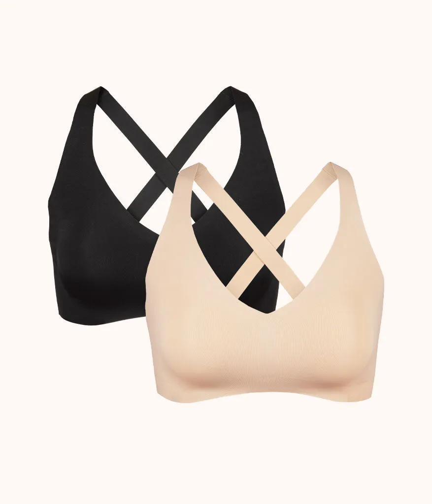 The Sleek Crossback Bralette Bundle: Toasted Almond/Jet Black