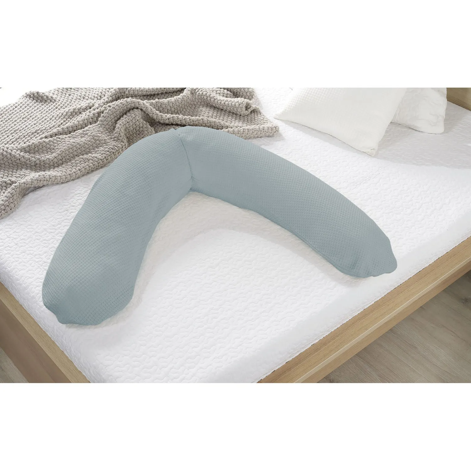 Theraline Pregnancy Pillow - Misty Blue Fine Knit