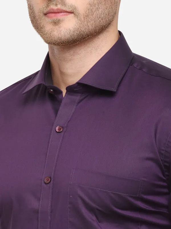 Wine Solid Slim Fit Formal Shirt | Metal