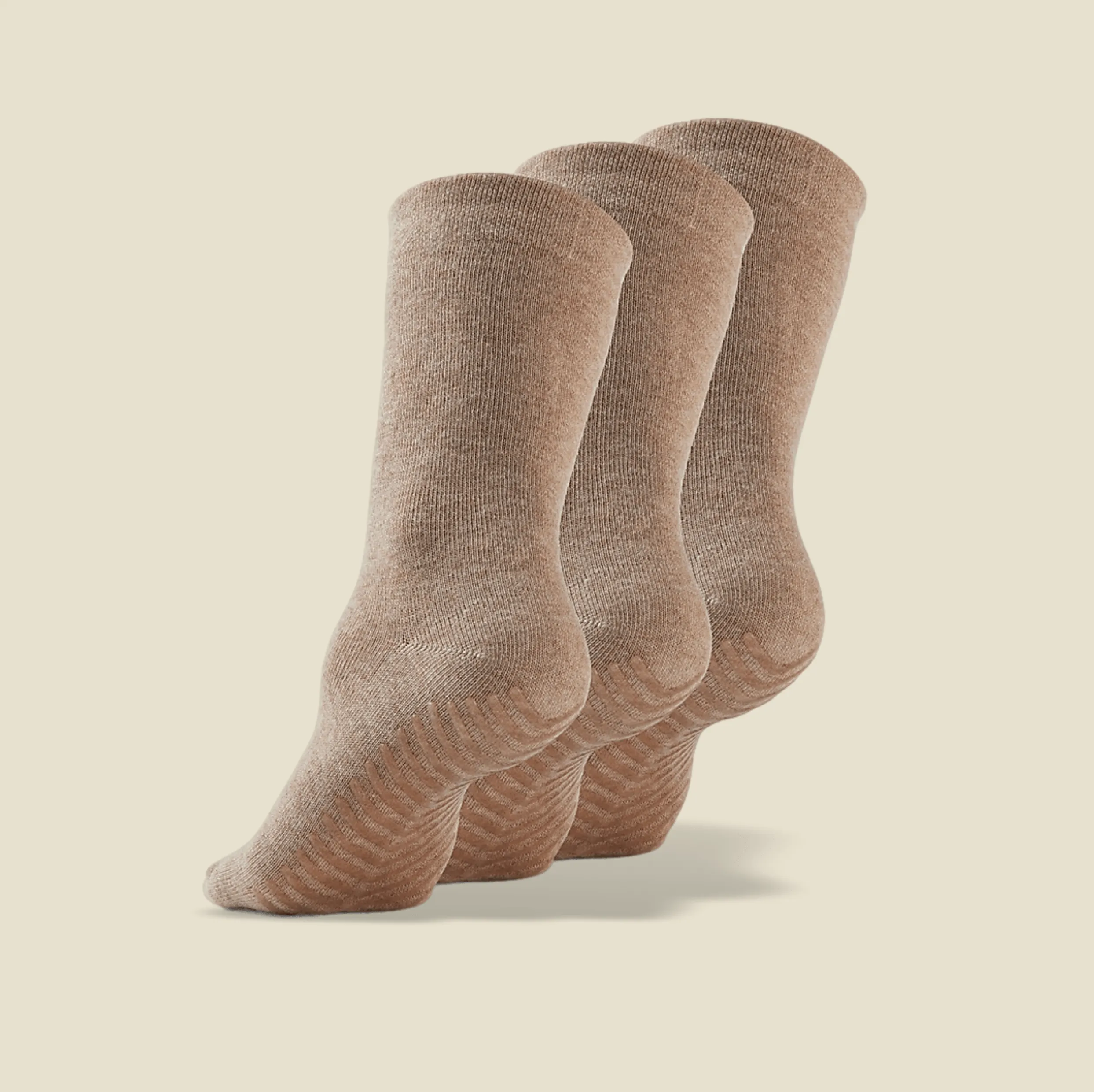 Women's Beige/Tan Original Crew Non-Slip Socks - 3 pairs