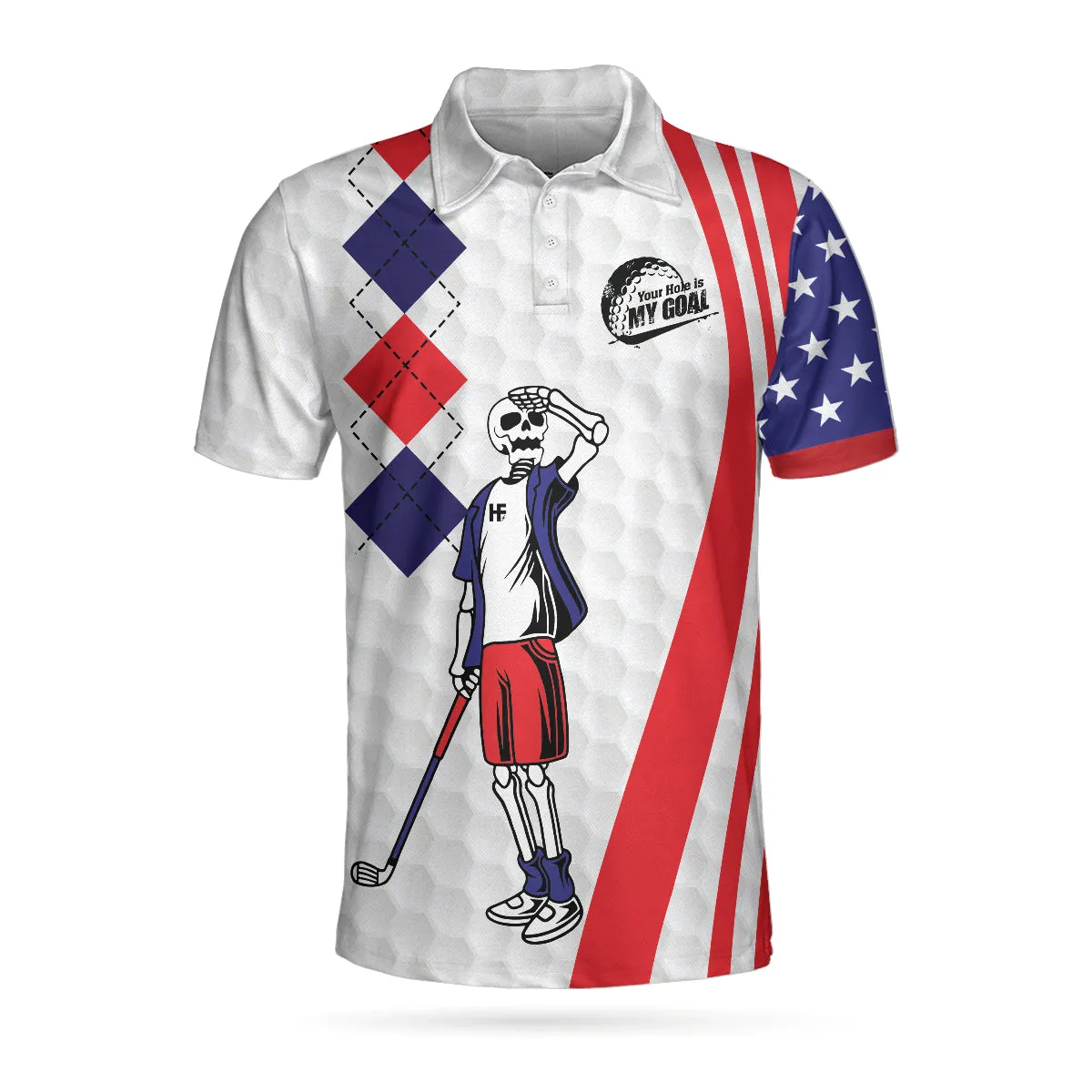 Your Hole Is My Goal Golf American Flag Polo Shirt, Golf Texture Argyle Pattern Usa Flag Polo Shirt, Best Golf Shirt For Men Coolspod